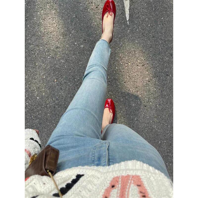 Qiaoyidian | Light Blue Straight-Leg Jeans for Women, New High-Waisted Slim Fit for Summer 2026, Easy to Match