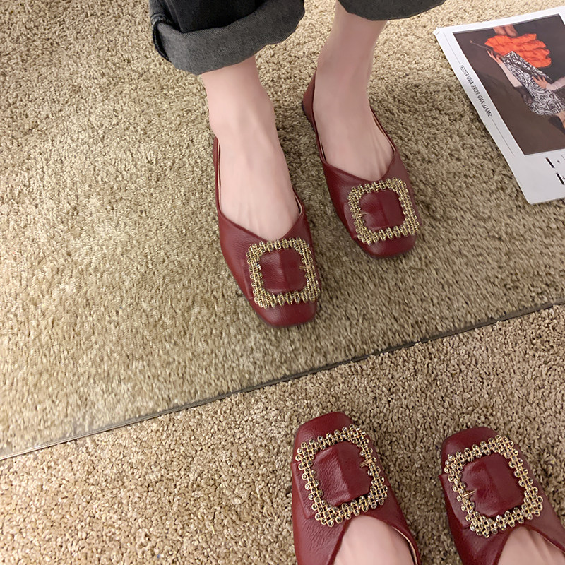 Doudou shoes women's 2021 new spring all-match net red student grandma shoes soft bottom fairy wind evening single shoes