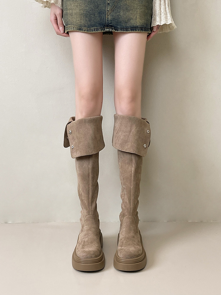 Fashion Tribal Two-Way Convertible Thick-Soled Long Boots for Women, New Thick-Heeled Over-The-Knee Riding Boots for Autumn and Winter 2025