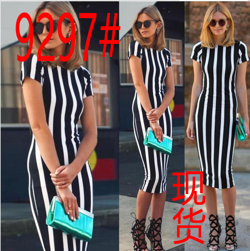 现货2018爆款ebay速卖通新款时尚显瘦连衣裙,弹力打底裙