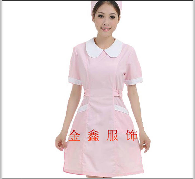 South Dingell Nursing Pink Summer Dress Short Sleeve Beauty Medication Store Dental Work White Coat