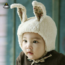 Baby hat spring and autumn full moon hat boys and girls thick cute ear protection cold hat newborn baby hat autumn and winter