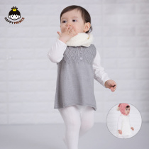 Autumn and winter New Girls sweater pullover round collar open buckle knitwear baby thread coat baby sweater skirt