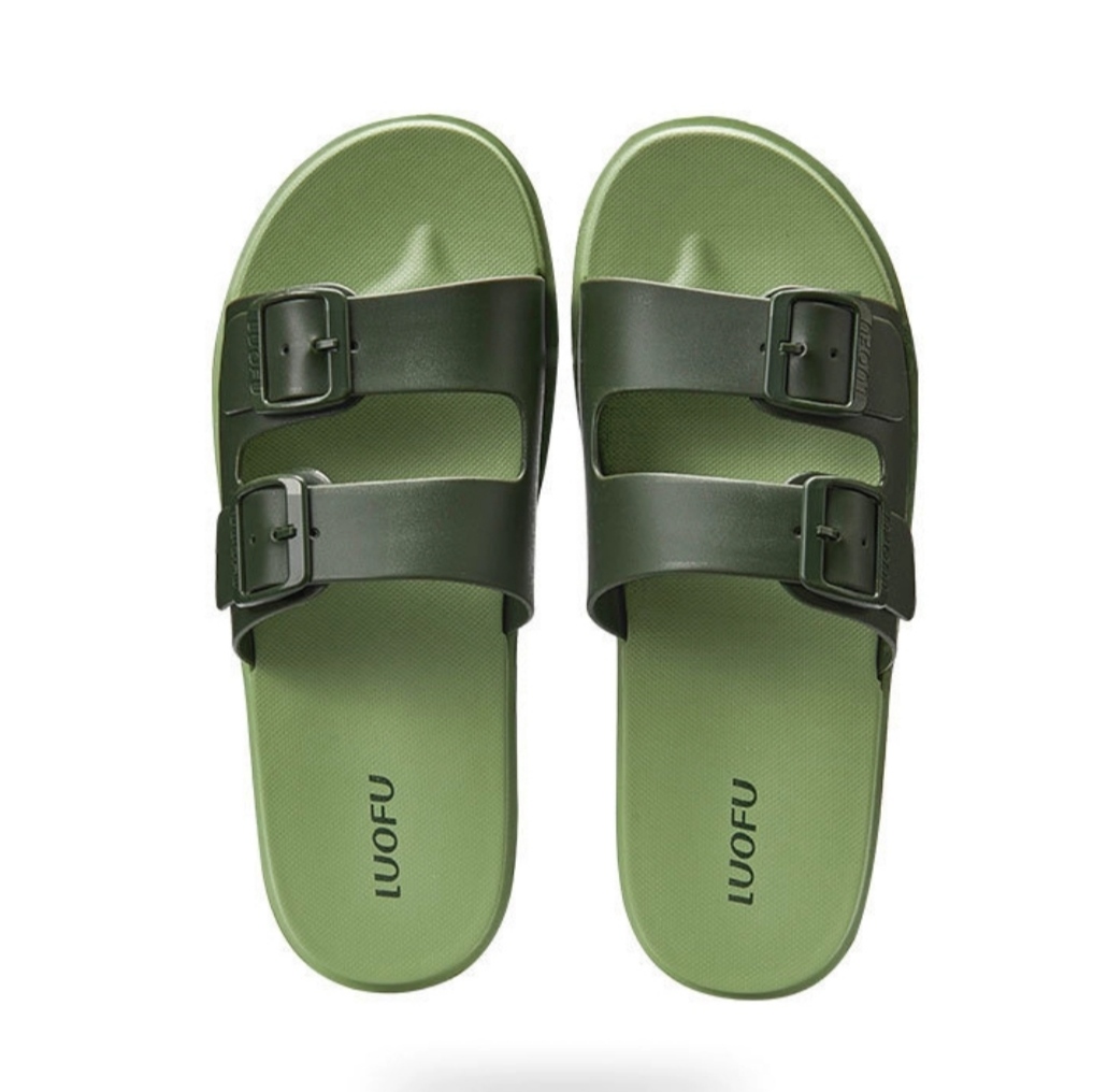 luofu rocompress 2023 square buckle fashion men slippers non-slip summertime brief beach new thick underfloor sandals-Taobao