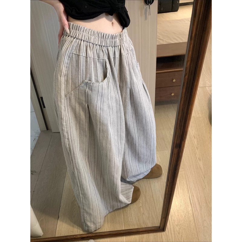 Relaxed Fit Vertical Striped Wide-Leg Pajama Pants for Women, 2026 Autumn, Loose Casual High-Waisted Comfortable Plus-Size Home Long Pants Relaxed Fit Vertical Striped Wide-Leg Pajama Pants for Women, 2026 Autumn, Loose Casual High-Waisted Comfortable Plus-Size Home Long Pants