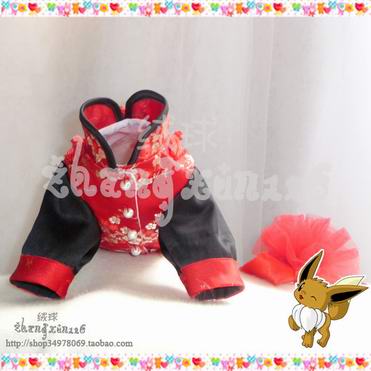 Pompom studio thủ công quần áo thú cưng Trung Quốc váy cưới Tang phù hợp với cặp vợ chồng Tang phù hợp với mèo lớn - Quần áo & phụ kiện thú cưng phụ kiện thú cưng