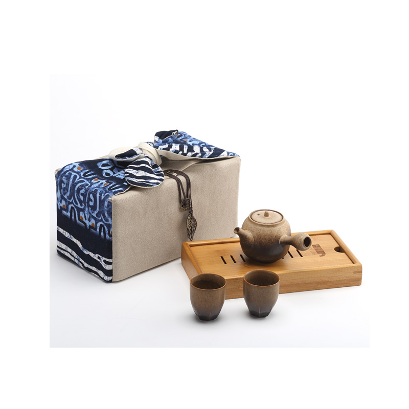 The two pot of tea in garden international, Huang Tao side group of bamboo tea tray cloth portable travel tea set gift