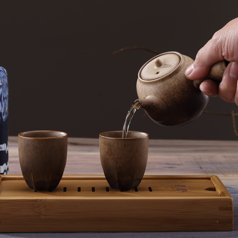The two pot of tea in garden international, Huang Tao side group of bamboo tea tray cloth portable travel tea set gift