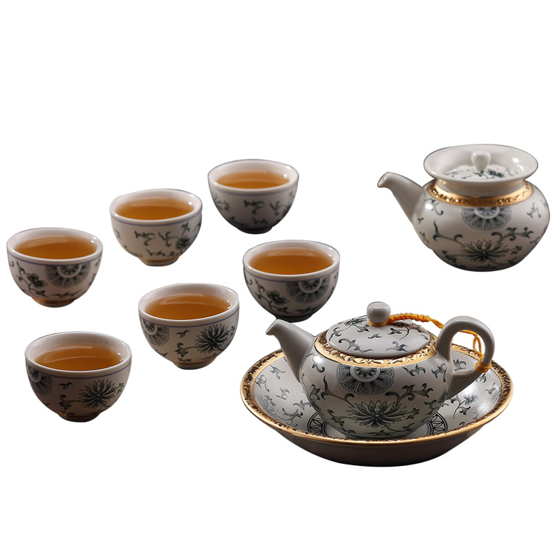 A garden international tea set of household ceramic tea set gift boxes of A complete set of the tea tea set of groups of six