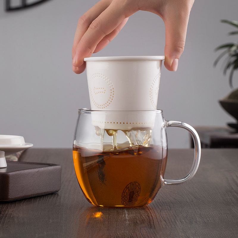 A garden international glass ceramic tea cup upset heat - resistant glass ceramic filter tank tea cups