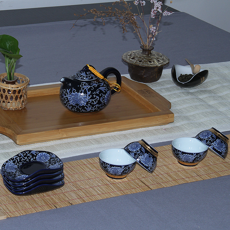 A garden international household together the combination of A pot of four cups of ceramic tea set gift box kung fu tea set