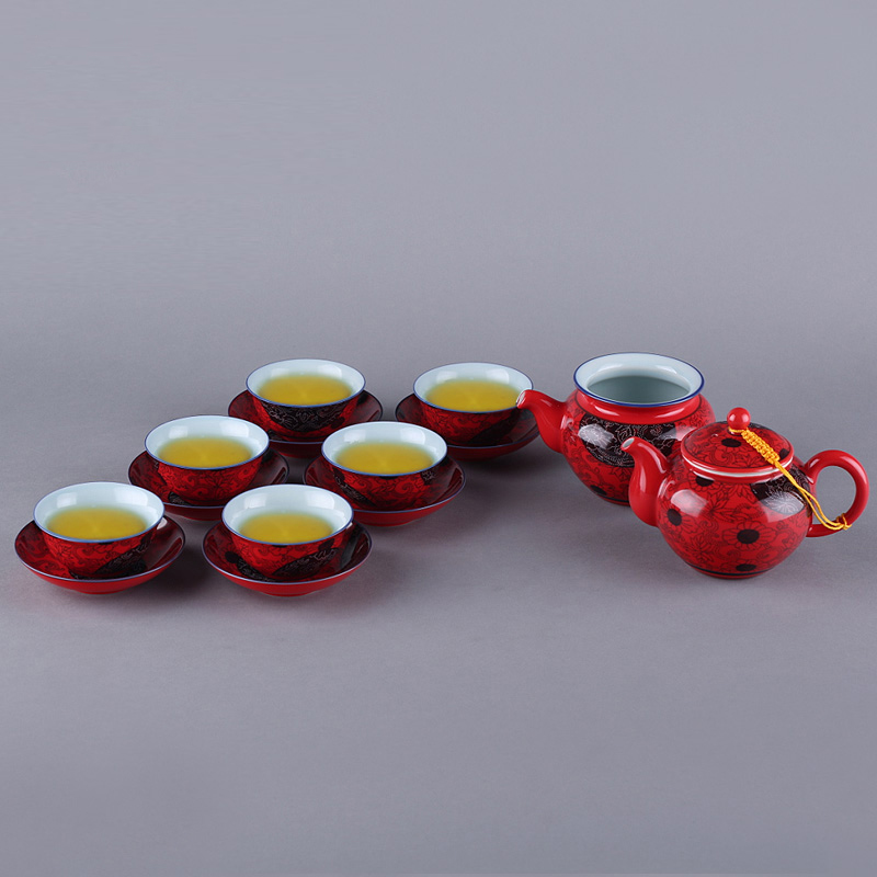 A garden international tea set suit household contracted set of ceramic tea set of A complete set of kung fu tea set 6 people gift boxes