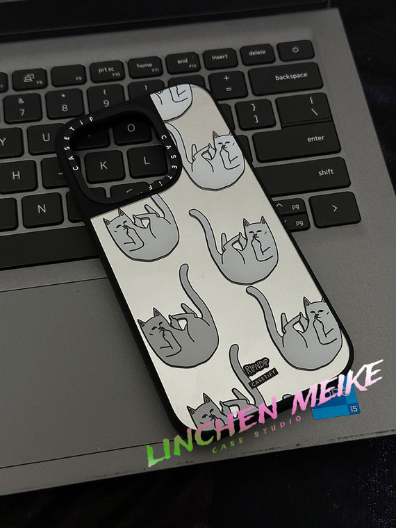 Cat Middle Finger Casetify RIPNDIP Painted Art Illustration 15, 14, 13, 12, 11 iPhone Case