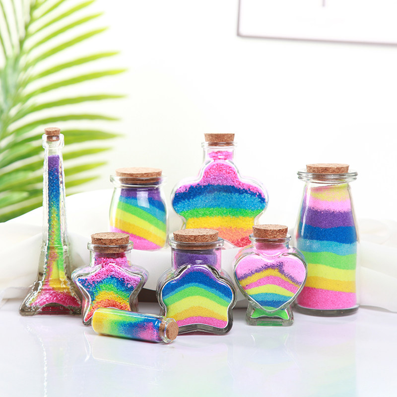 Sand painting children handmade creativity to make colour sand bottle suit puzzle glass Xu may bottle diy material color sand toy