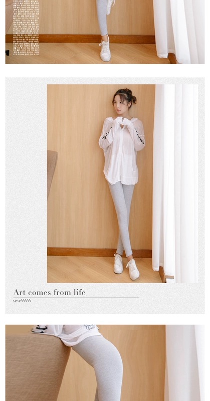 Quần legging mùa thu nữ mặc cotton cao eo Hàn chân hoang dã mùa đông dày phần chín quần rộng size đen