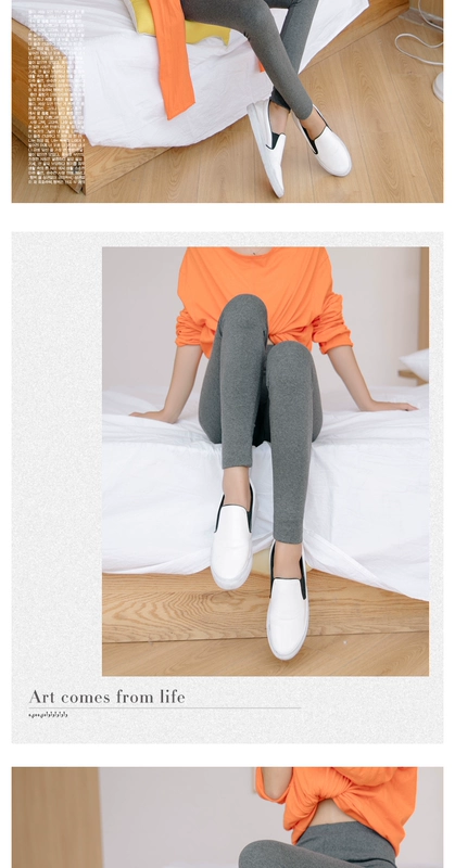 Quần legging mùa thu nữ mặc cotton cao eo Hàn chân hoang dã mùa đông dày phần chín quần rộng size đen