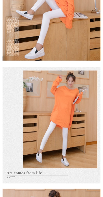 Quần legging mùa thu nữ mặc cotton cao eo Hàn chân hoang dã mùa đông dày phần chín quần rộng size đen