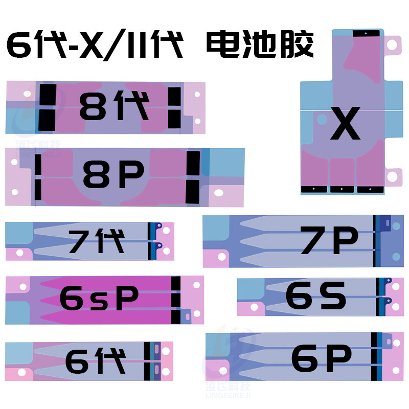 Suitable for XR XSmax 6th generation battery adhesive 8X6 generation 6s7plus 11 pro max double-sided tape