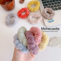 Mohe Milk Oil Color Autumn Winter Korea Cute plush hair ring pellet head elastic hair rope without injury to hair leather gluten