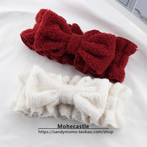 MoHe Japanese cute feather bow hairband with wide edge elastic face wash headband home application mask headband