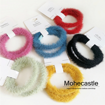 Mohe2 only fit ~ Korean style autumn winter new plush elastic hair ring colored hair rope 100 lap temperament head rope leather ring female