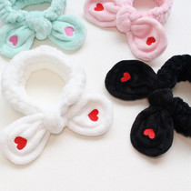 Korean version of ins embroidered red little love hair band rabbit ear hair band Bow wash face hair band hair band hair band hair band hair accessories