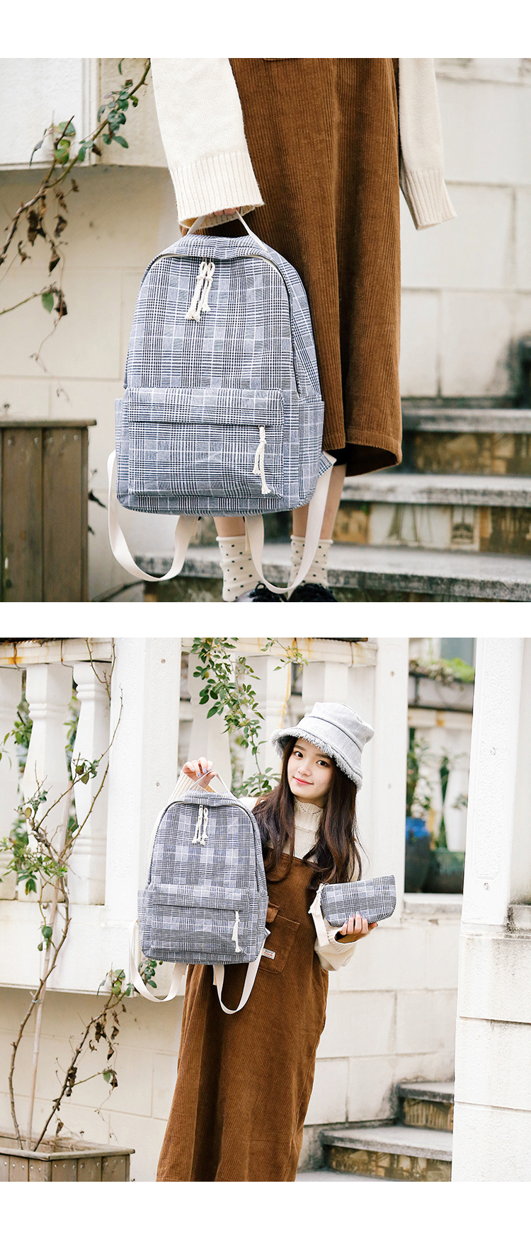 Túi đi học nữ Hàn Quốc phiên bản của Harajuku ulzzang học sinh trung học hoang dã đơn giản campus gió canvas Sen ba lô balo local brand đi học