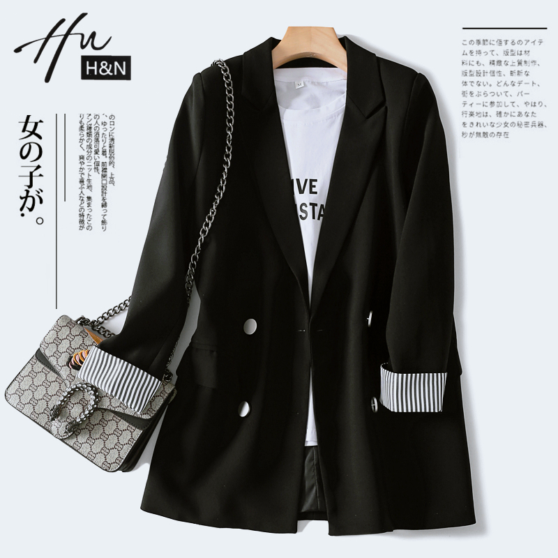 Black suit jacket female spring autumn new Korean version easy Inn Wind Leisure 100 lap Career Little West clothes female blouse