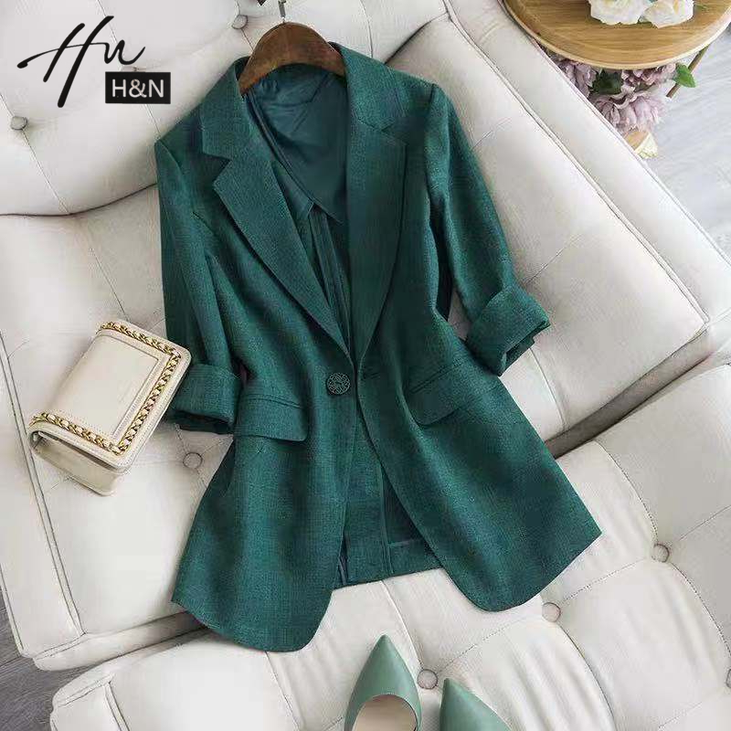 Grandmother green suit coat female thin temperament high-quality repair and skinny Japanese suit girl coat