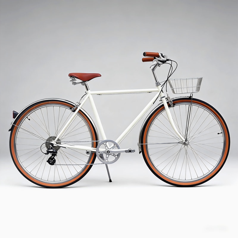 Daydaybike White Retro Commuter Bicycle for Adults, 8-Speed Gear with Basket, for Grocery Shopping and Commuting to Work Daydaybike White Retro Commuter Bicycle for Adults, 8-Speed Gear with Basket, for Grocery Shopping and Commuting to Work