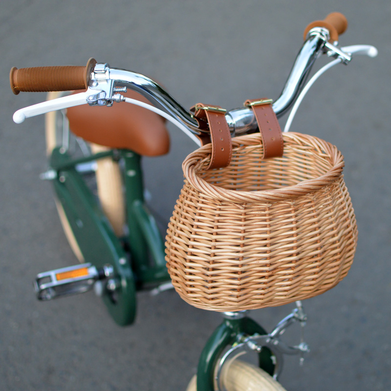 Vintage rattan wicker scooter walker baby children bicycle basket size basket vegetable basket