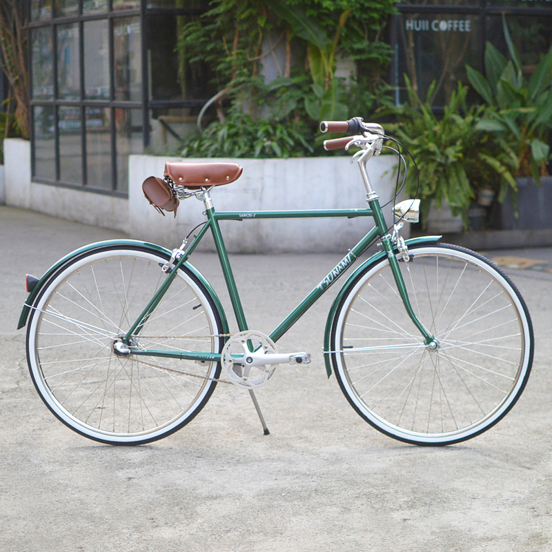tsunami speed, that meter tsunami, very simple wind, three-speed commuter bicycle, 26 dark green bicycle