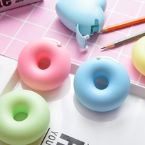 Pinocchio Korea Creative cartoon stationery portable doughnut adhesive tape seat invisible adhesive tape cutter inside