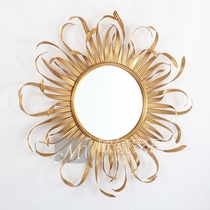 85cm Nordic wrought iron decorative mirror American retro metal porch fireplace mirror living room dining room bedside mirror