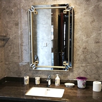 Modern simple waterproof bathroom mirror light luxury wall vanity mirror sink sink square gold large size silver mirror