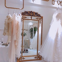 European retro carved full-length mirror Bridal shop floor-to-ceiling fitting mirror Household custom full-body mirror Wall-mounted decorative mirror