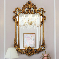 European retro makeup mirror Baroque carved dressing mirror Bathroom mirror Living room wall decoration mirror Entrance mirror