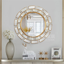 Nordic wrought iron creative art mirror American metal wall porch mirror living room fireplace background wall decorative mirror