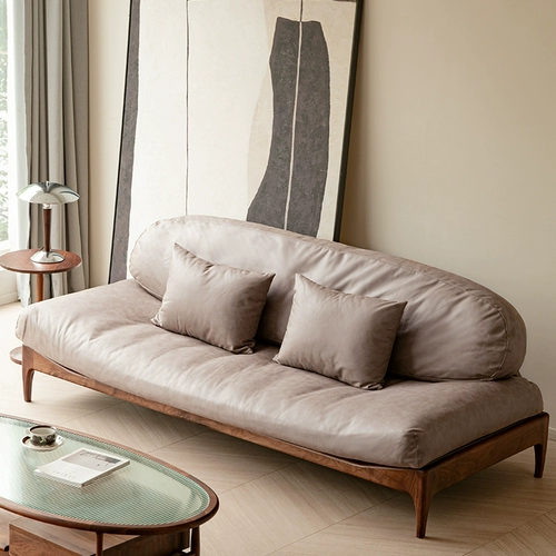 Диван из натурального дерева, ретро ткань, современная мебель для гостиной, наука и технология, простой и элегантный дизайн