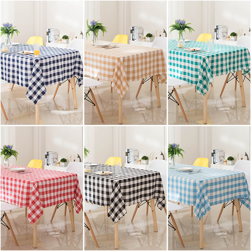 Fangsiyu tablecloth fabric rectangular cotton and linen Nordic plaid table cloth anti-scalding and oil-proof disposable net red fabric