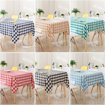 Fang silk tablecloth fabric rectangular cotton linen Nordic plaid table table cloth anti-hot oil-free wash net red fabric