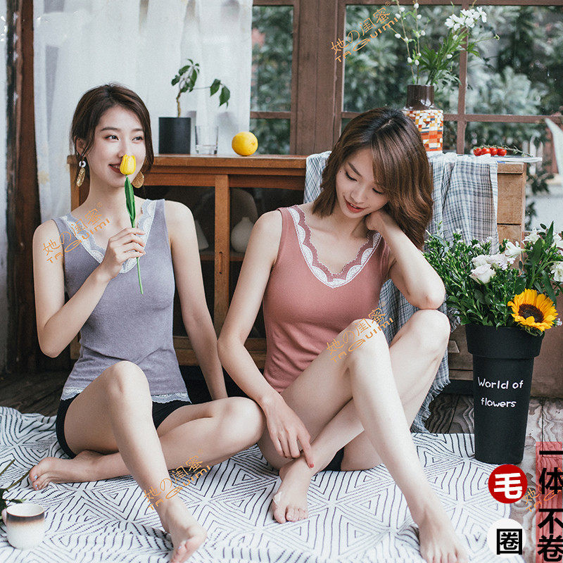 Her bestie warm and small vest female slim fit for spring and autumn seamless fur ring suede Anti-cold tight body Beauty New product