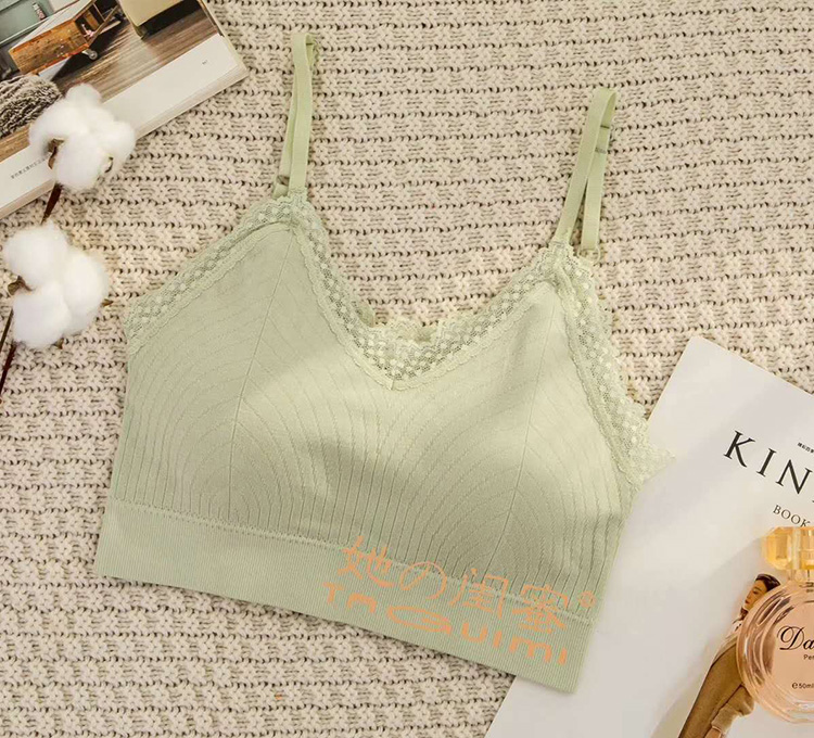 vẻ đẹp mật ong cô V-cổ ren ren ren đệm sling một chỉnh thể áo ngực lại mới rộng vai womens nhỏ sinh viên vest Xia.