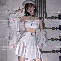 Annas white suspenders three-piece set