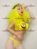 Babys bar dance team gogo hard smile funny yellow bikini costumes non-refundable