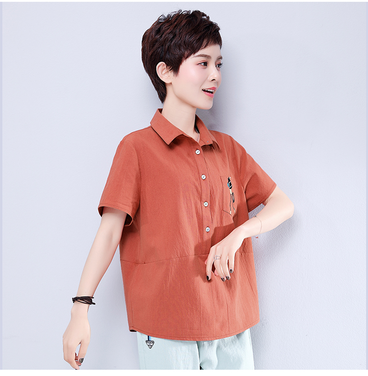 Áo thun nữ tay lửng ngắn nữ 2018 hè mới hè cỡ lớn cho nữ trung niên cotton Quần áo cổ bẻ - Áo phông áo phông trắng nữ