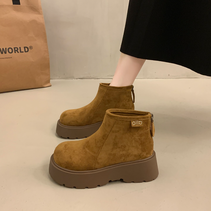 Женская обувь Birkenstock, увеличивающая рост, на толстой подошве в стиле ретро; новинка 2025 года; осенне-зимние маленькие мокасины; ботинки Martin; короткие ботинки