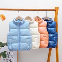 Childrens down vest no-wash white duck down stand-up collar boys and girls medium and large childrens glossy vest for outer wear new in autumn and winter