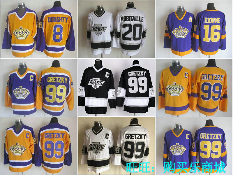 Los Angeles Kings Quick Kopitar Gretzky Jerseys King's retro ice hockey suit-Taobao
