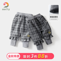 HHTU girls plus velvet pants wear foreign autumn and winter baby padded trousers leggings childrens boots to keep warm